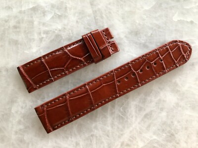 21mm/20mm Red Brown Alligator Crocodile Embossed Leather Watch Strap Band
