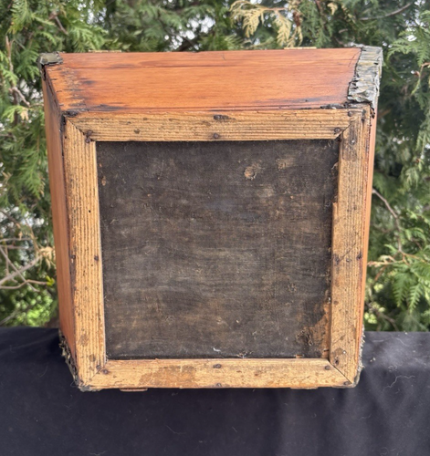 Antique Circa 1870s Original Wood Victorian Hat Box - MARKED Alfred Pellton - Picture 11 of 13