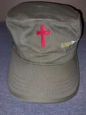 Global Tribe Red Cross Retro Military Cap Hat Ecovillage Sustainable Living 