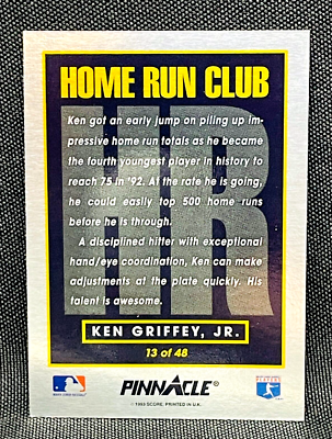 KEN GRIFFEY JR. 1993 Pinnacle Home Run Club #13 - Limited Edition 