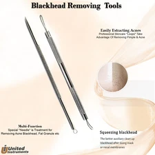 Skin Facial Acne Pimple Blemish Spot Remover Blackhead Comedone Extractors 2Pcs 