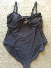 NWT Old Navy 3X One Piece Swimsuit Removable Pad Bra Peek A Boo Front Tie Black