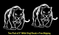 Black Panther Stalking TWO White Vinyl Decals Car Truck Window Laptop Tablet