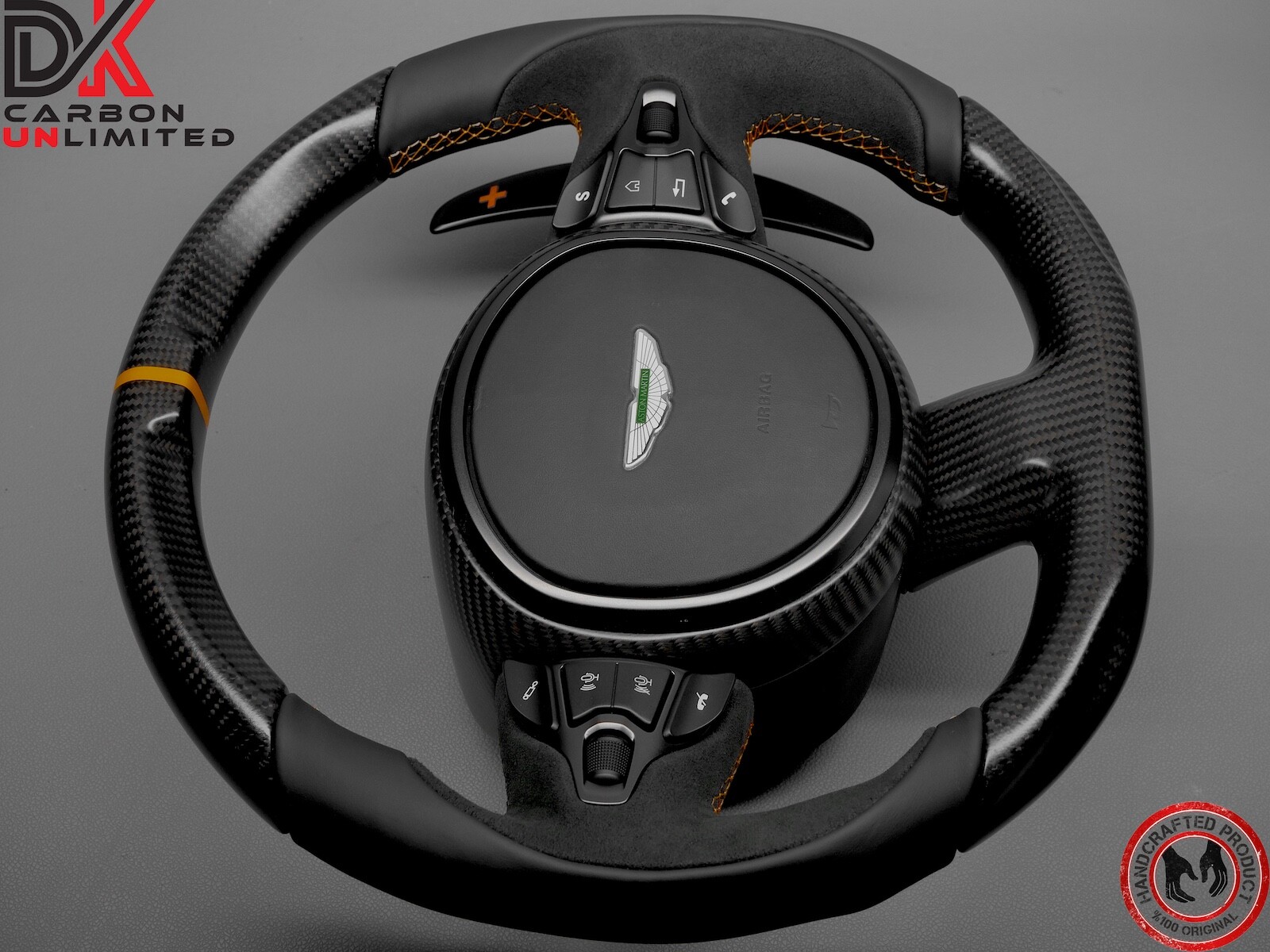 Aston Martin DB11 DBS Vantage Orange Ring Matte Twill Carbon Steering Wheel v3