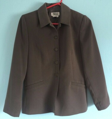 STYLE & Co. Button Down Fully Lined Open Front Green Career Blazer Jacket Sz 8P