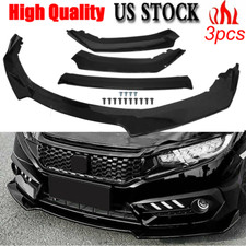 For 2016-2020 Honda Civic Glossy Black Front Bumper Body Kit Spoiler Lip 3pcs Us For 2016-2020 Honda Civic Glossy Black Front Bumper Body Kit Spoiler Lip 3pcs Us