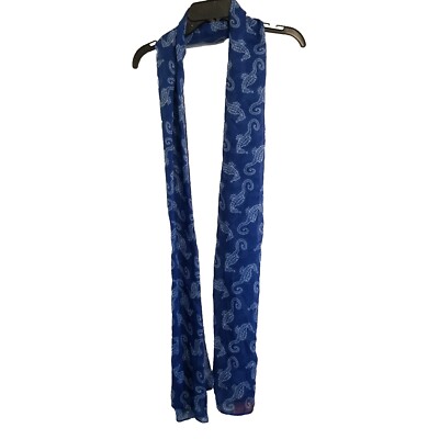 West Loop Womens Scarf Royal Blue White Sea Horse Light Weight Beach Summer New