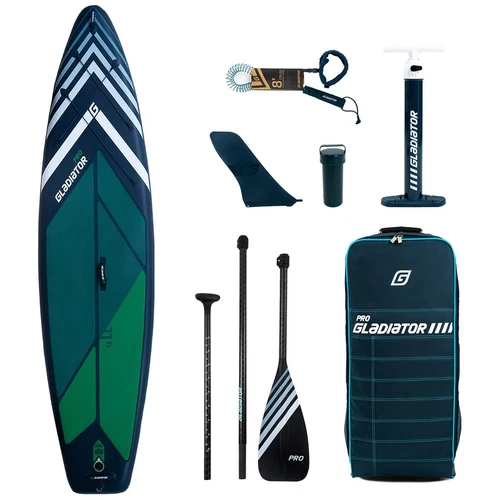 Gladiator Pro 11’6 Inflatable Stand Up Paddleboard SUP Package - Navy/Green 