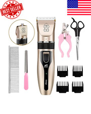 Dog Cat Pet Grooming Kit Rechargeable Cordless Electric Hair Clipper Trimmer Set
