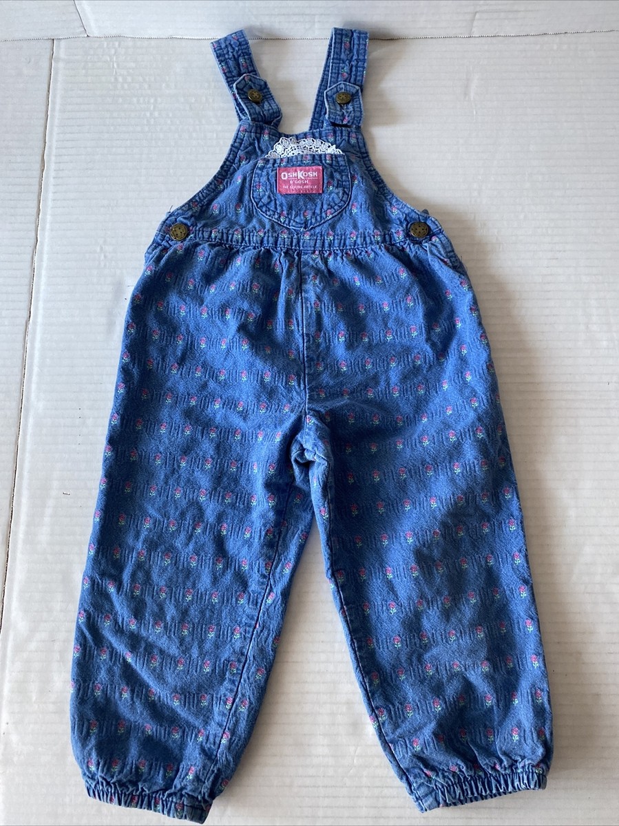 vintage oshkosh 花柄　コーデュロイ　3T usa OshKosh B'Gosh SZ 3T Overalls Vintage Floral Bow Lace Pink