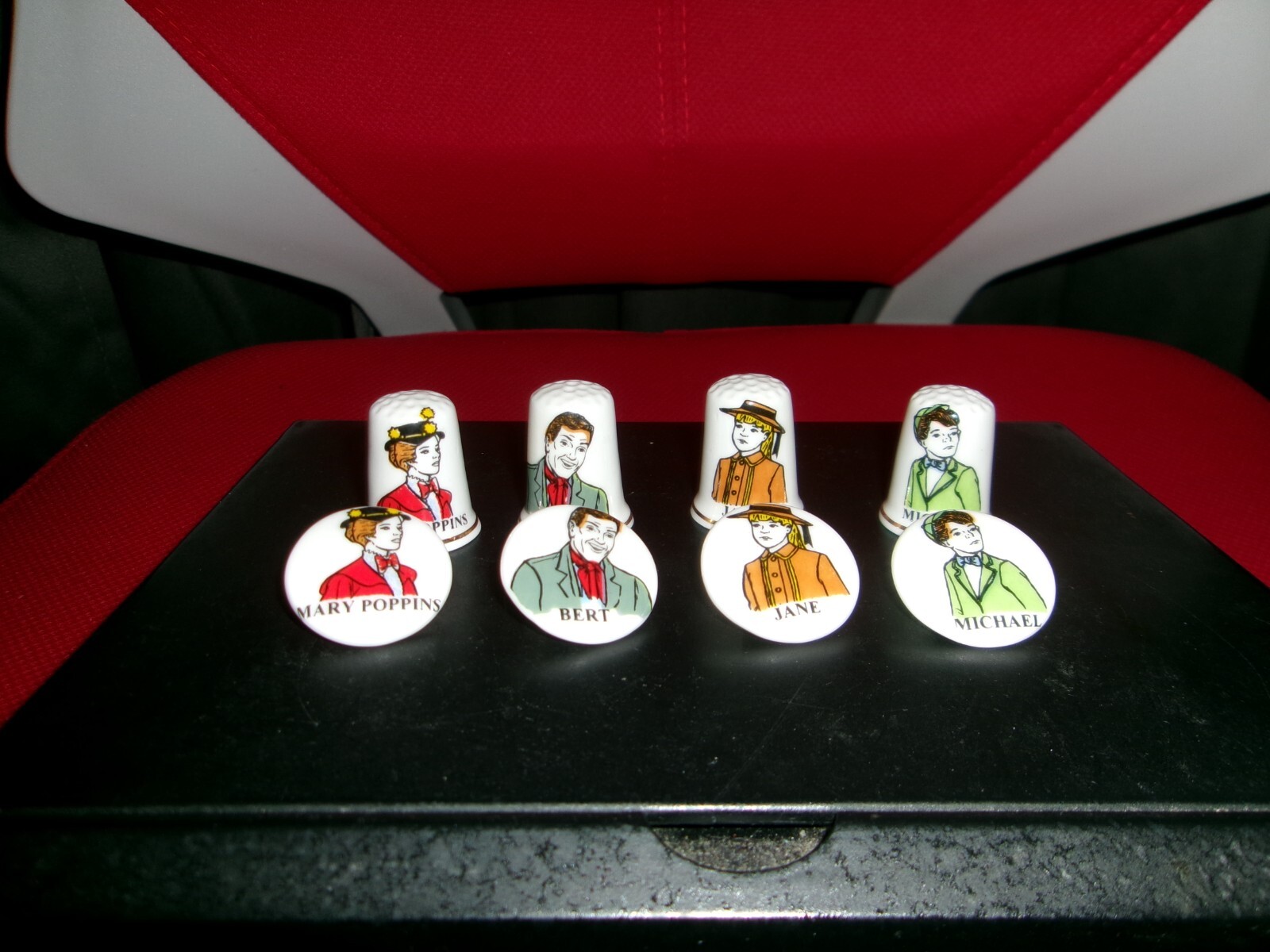 Mary Poppins 8-Piece Set with Bert, Jane, Michael, Thimbles, and Buttons  