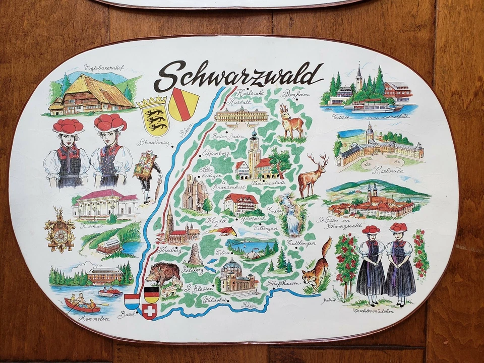 Mesa de cocina 2 alfombrillas alemanas de colección Schwarzwald Deutschland Rhein Table Deutsch Foto 2 de 4