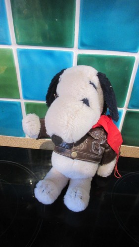 Vintage 1968 United Feature Syndicate Snoopy Fliegerjacke weiches Plüschtier 11 Zoll