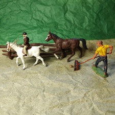 Britains Plastic Girl With Pigtails Child Rider Figurine Brown Horse  More