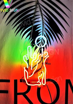Coyote  Wolf Cactus Moon Acrylic 14''x10'' Neon Sign Lamp Light Glass Beer Bar EY