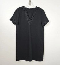 Madewell Womens Size 4 Black V Neck Short Sleeve Tunic Dress 33 in. Length