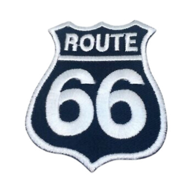 Route 66 Autobahnschild weiß Stickerei Patches Aufbügeln Nähen Kleidung Jacken