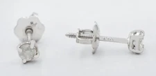 GENUINE DIAMOND STUD EARRINGS 14k WHITE GOLD - Free Appraisal - SCREW BACKS