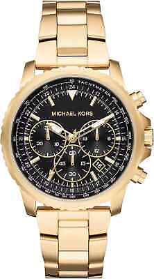 2018 Mens Gold Tone 42mm Black Face Michael Kors Theroux 2018 Mens Gold Tone 42mm Black Face Michael Kors Theroux