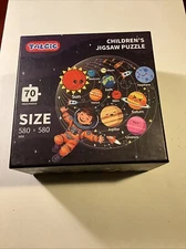 Talgic Children’s Jigsaw Puzzle 70PC - Solar System Round Puzzle With Poster