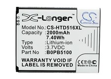 Replacement Battery For HTC 3.7v 2000mAh / 7.40Wh Mobile, SmartPhone Battery