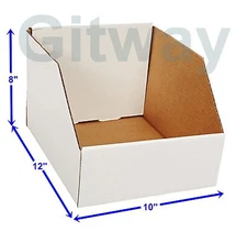 25 pcs 10" X 12" x 8" Corrugated Cardboard Open Top Storage Parts Bin Bins Boxes