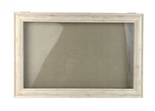 Large Shallow Wooden Shadow Box 20 x 13.5 x 1.75" Glass in Hinged Lid Never Used
