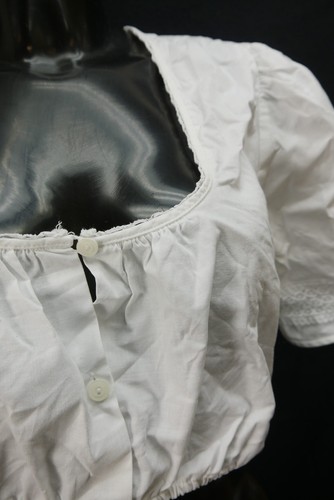 Gr.44 Dirndlbluse weiß Bluse für Dirndl Baumwolle mit Spitze B11512 - Bild 2 von 4