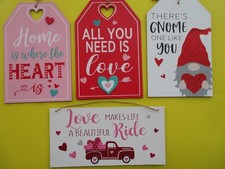 LARGE wooden signs plaques HEARTS - LOVE - 11 3/4" x 7 3/4" Valentine's Day