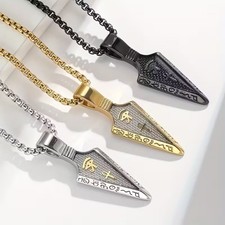 Men's Street Jewelry Egyptian Ankh Cross Spearhead Arrow Pendant Chain Necklace