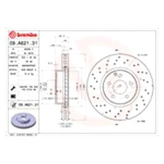 For Mercedes-Benz E400 13-17 UV Coated Series Drilled Vented Front Brake Rotor Foto 2 de 4