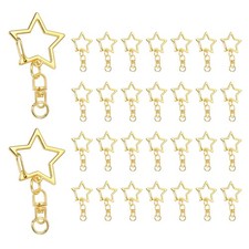 40 Pcs Metal Spring Snap Keychain Clip, Star Shaped Swivel Key Ring, Gold