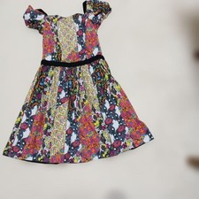 PRADA Women Floral Short Sleeve Dress US S Multicolor Pre-Owned