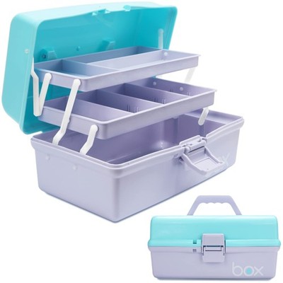 12in 3-Layer Plastic Craft Organizers and Storage, Portable Folding Tackle Bo...
