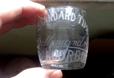 STANDARD TIME BOURBON DALLEMAND & CO PRE PRO ETCHED SHOT GLASS 1905 ERA