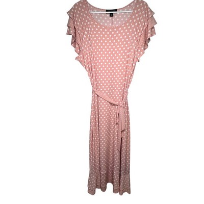 Perceptions Pink Polka Dot Dress Womens XL Flutter Sleeve Tie Waist Ruffle NWOT | eBay Perceptions Pink Polka Dot Dress Womens XL Flutter Sleeve Tie Waist Ruffle NWOT | eBay