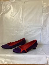 Red Hat Society Shoes Purple Satin Red Trim Size 6