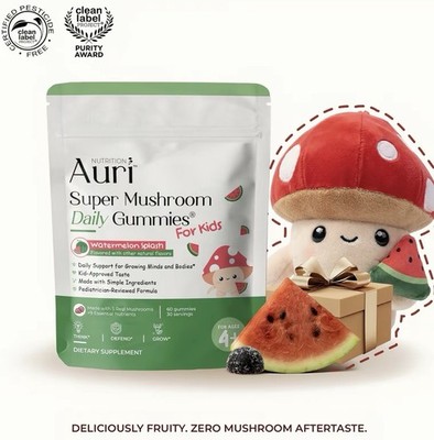 Auri Nutrition Super Mushroom Daily Gummies For Kids- 60ct Exp. 11/27 30 Serving