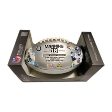 Peyton Manning NFL Records Colts & Broncos Official Size Football W/ Display Tee