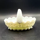 Vintage Westmoreland Paneled Grape White Milk Glass Basket