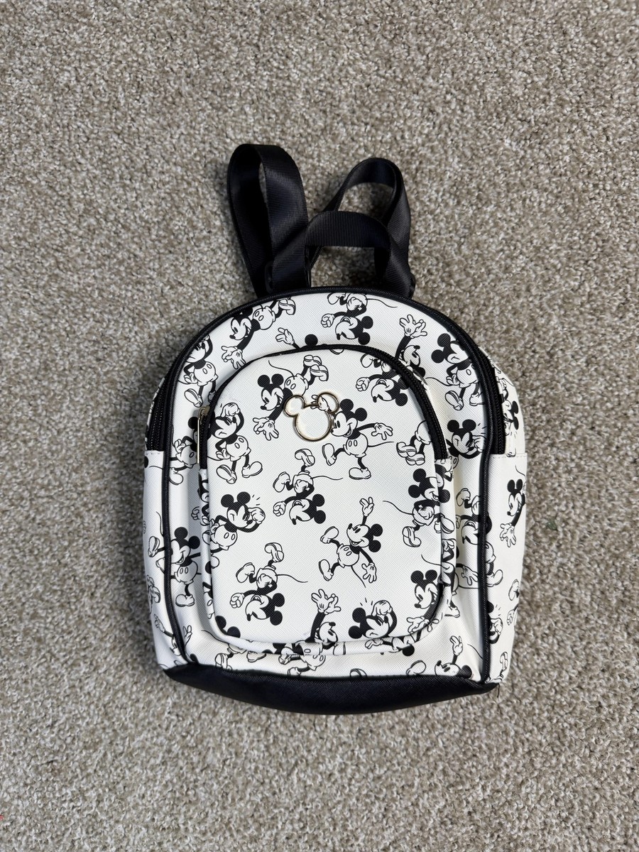 Disney White Mickey Mouse Print Mini Backpack with Black Trim Mickey Mouse Black and White Print Mini-Backpack main image 3