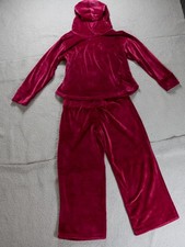 Pajamagram Set Womens L Red Burgundy Velour Velvet Hoodie Loungewear