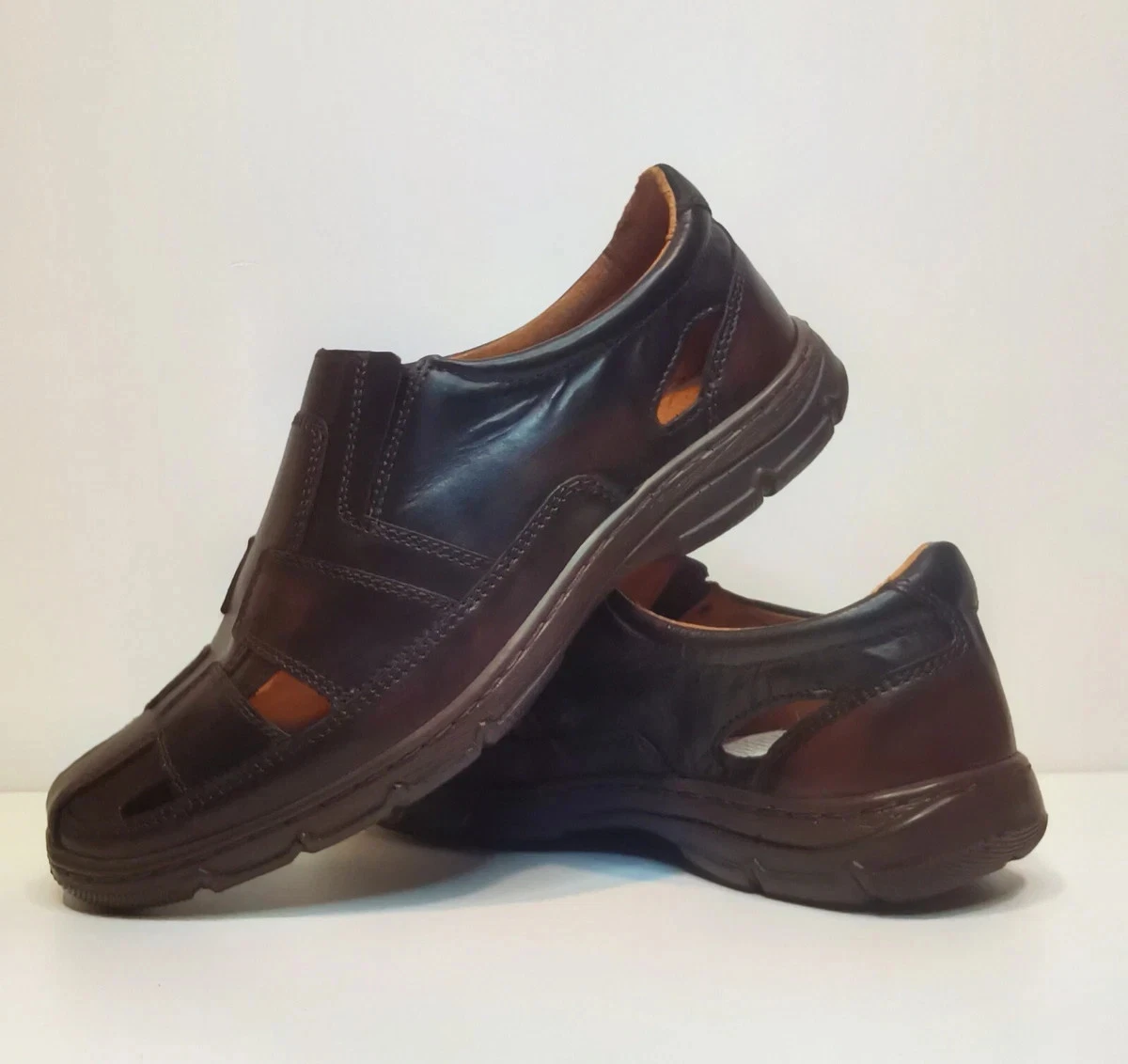 Lukpol Mens Genuine Buffalo Leather Orthopedic Sandals Shoes Model 1059-KA