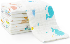 Muslin Baby Burp Cloths Sets 9 Pack 100% Cotton 25X25Cm Burping Clothes 6 Layers