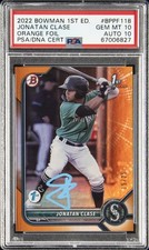 2022 BOWMAN 1ST ED ORANGE FOIL #BPPF118 JONATAN CLASE 15/25 PSA 10 AUTO 10