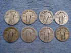 8 SILVER STANDING LIBERTY QUARTERS lot 25