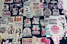50-CHEERLEADING Vinyl Decals Stickers NO DUPLICATES  40 BONUS Stickers