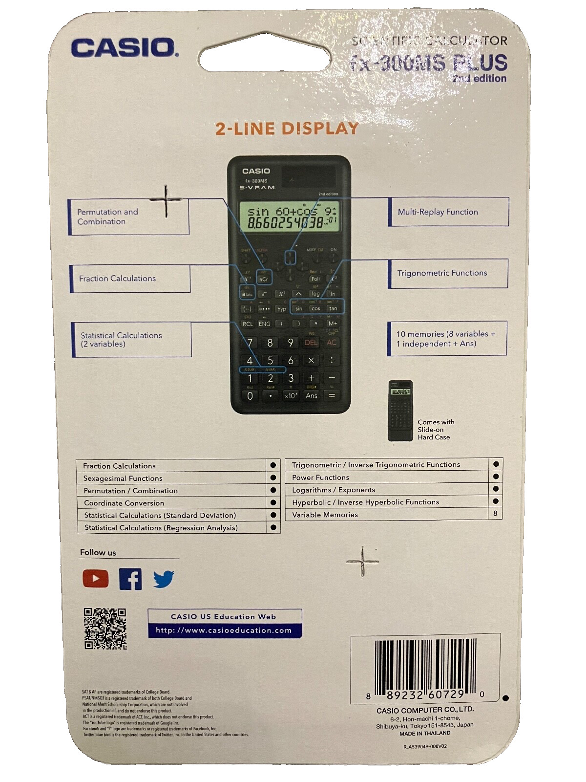 Casio FX-300MS PLUS 2nd Edition Scientific Calculator (BRAND NEW FACTORY SEALED)