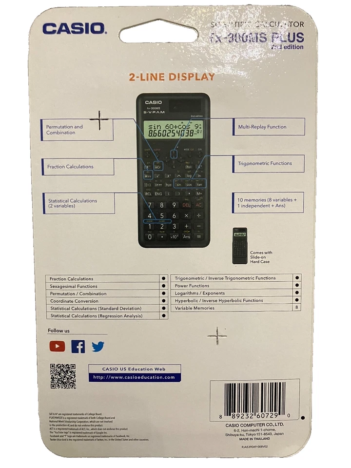 Casio FX-300MS PLUS 2nd Edition Scientific Calculator (BRAND NEW FACTORY SEALED) - Image 2 of 2