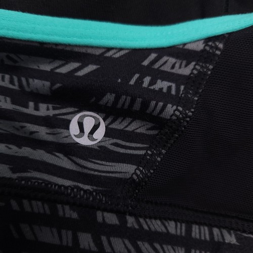 Lululemon Flow Y IV Sports Bra Black Teal Stripe Bali Breeze Size 8 Workout - Picture 4 of 8